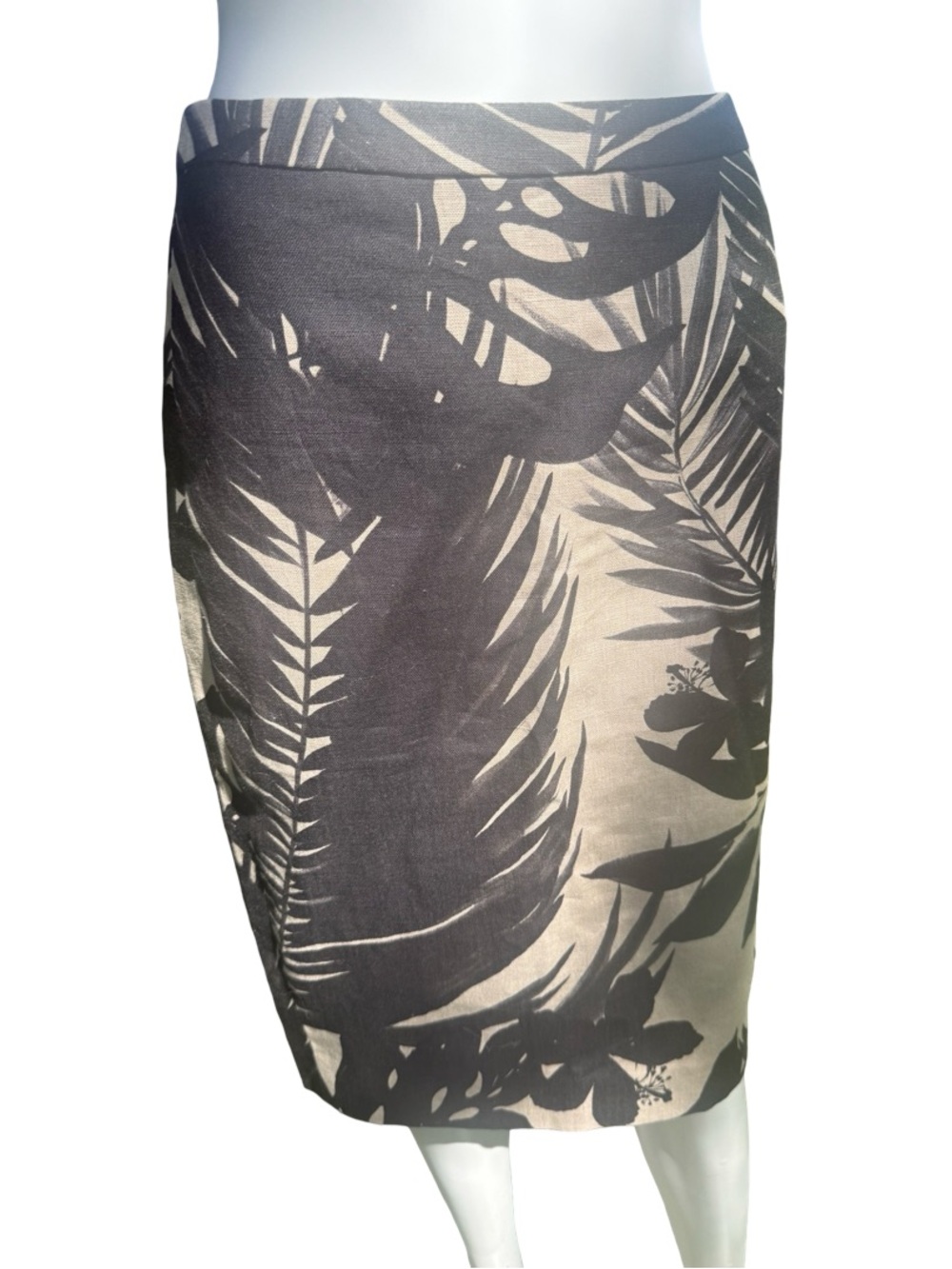 J. CREW |Black and Tan Tropical-Print Pencil Skirt